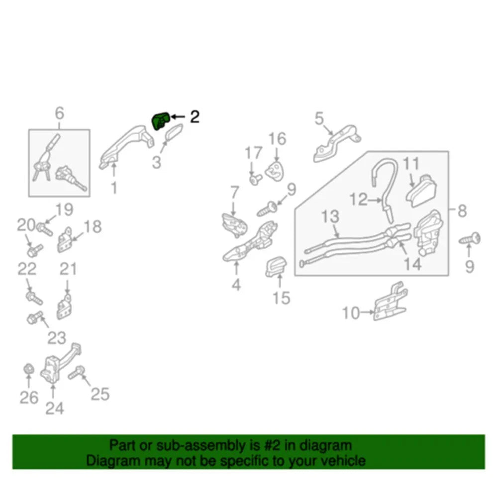 Left Side Exterior Door Handle Cap for Hyundai Santa Fe (2013–2019)
