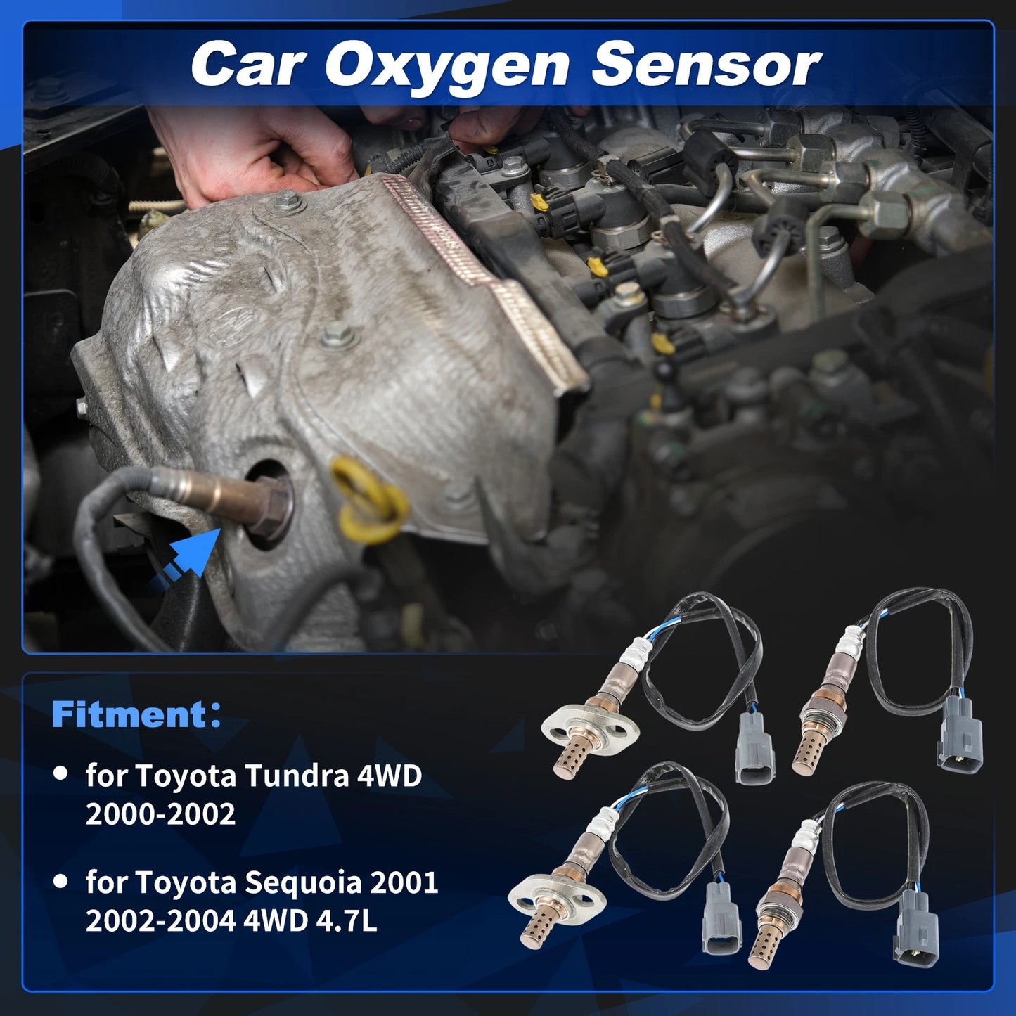 Set of 4 Upstream & Downstream Oxygen Sensors for Toyota Tundra (2000–2002)