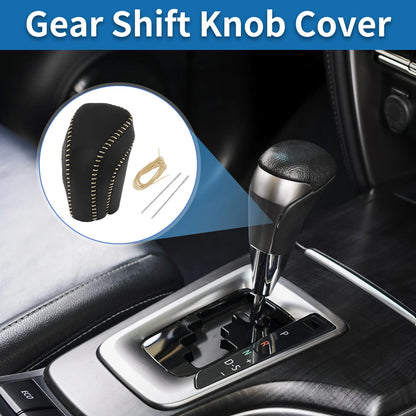 Gear Shift Knob Cover for Toyota Camry (2018–2024) Black Beige Faux Leather