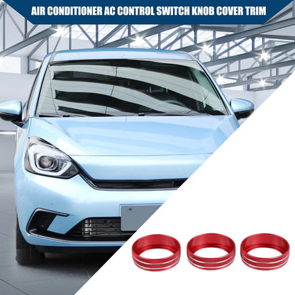AC Control Switch Knob Cover for Honda Fit 2020-2023 Red 3 x Pieces