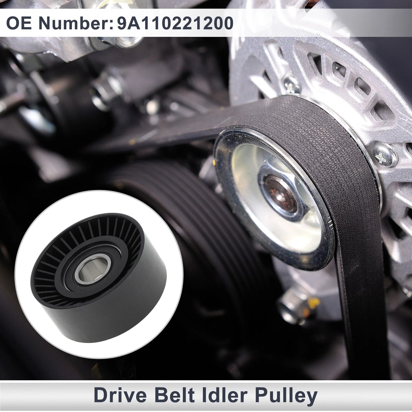 Drive Belt Idler Pulley for Porsche 911 (2009–2015) No. 9A110221200 Black