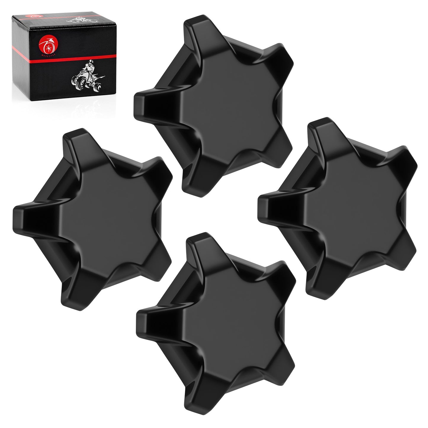 Set of 4 Matte Flash Black 5 Lug Rim Caps for Polaris RZR Turbo Pro R (2022–2024)