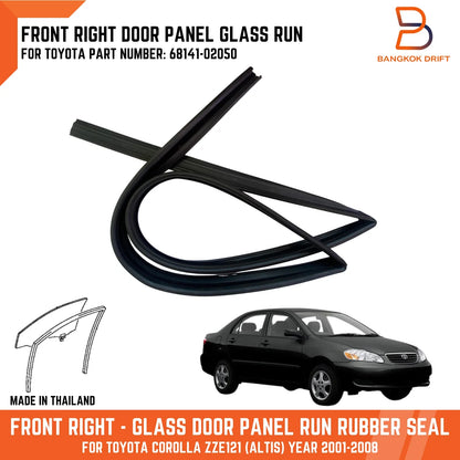 Front Right Door Glass Run Channel Seal for Toyota Corolla Sedan (01-08)