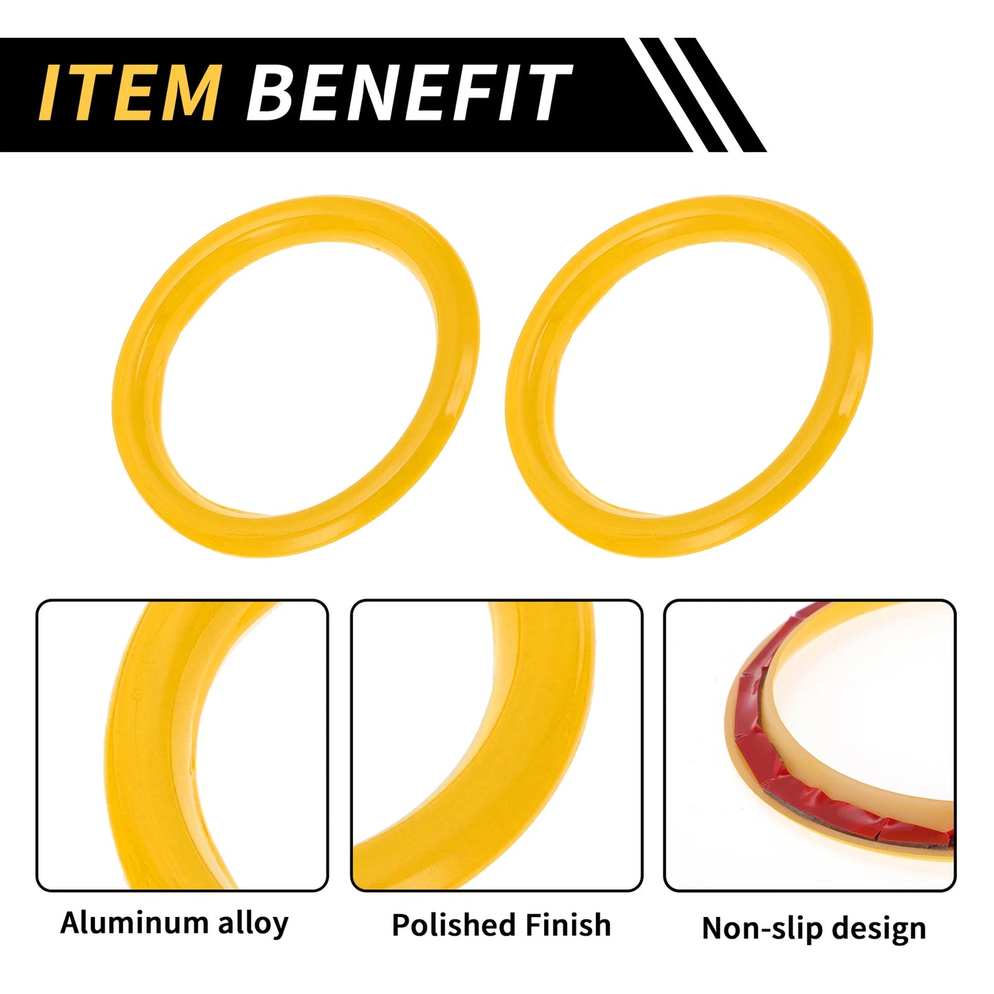 Set of 4 AC Vent Dashboard Decoration Rings for Jeep Wrangler JL JLU (2018–2020) Yellow