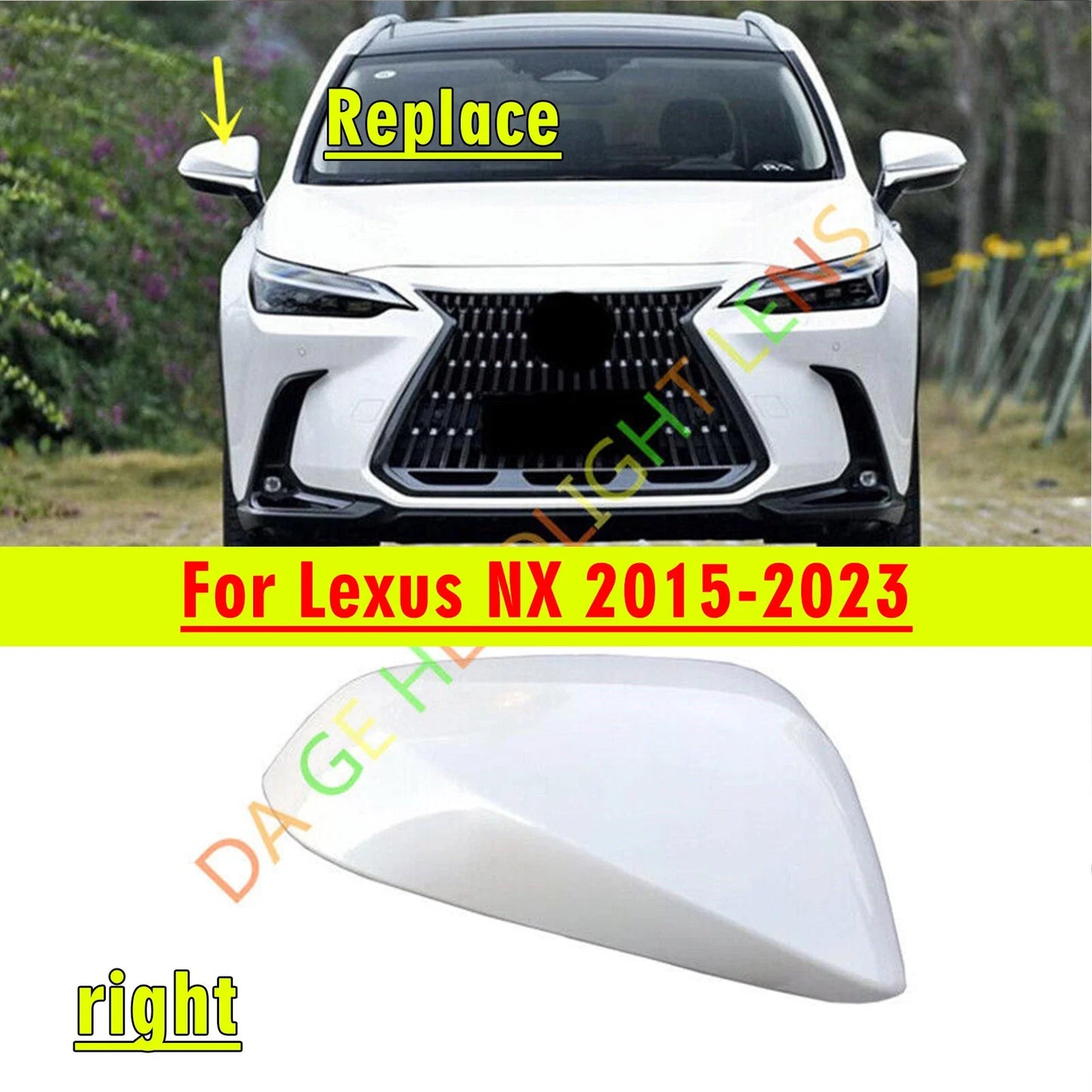 Gloss White Right Side Rearview Mirror Cover for Lexus NX (2015–2023)