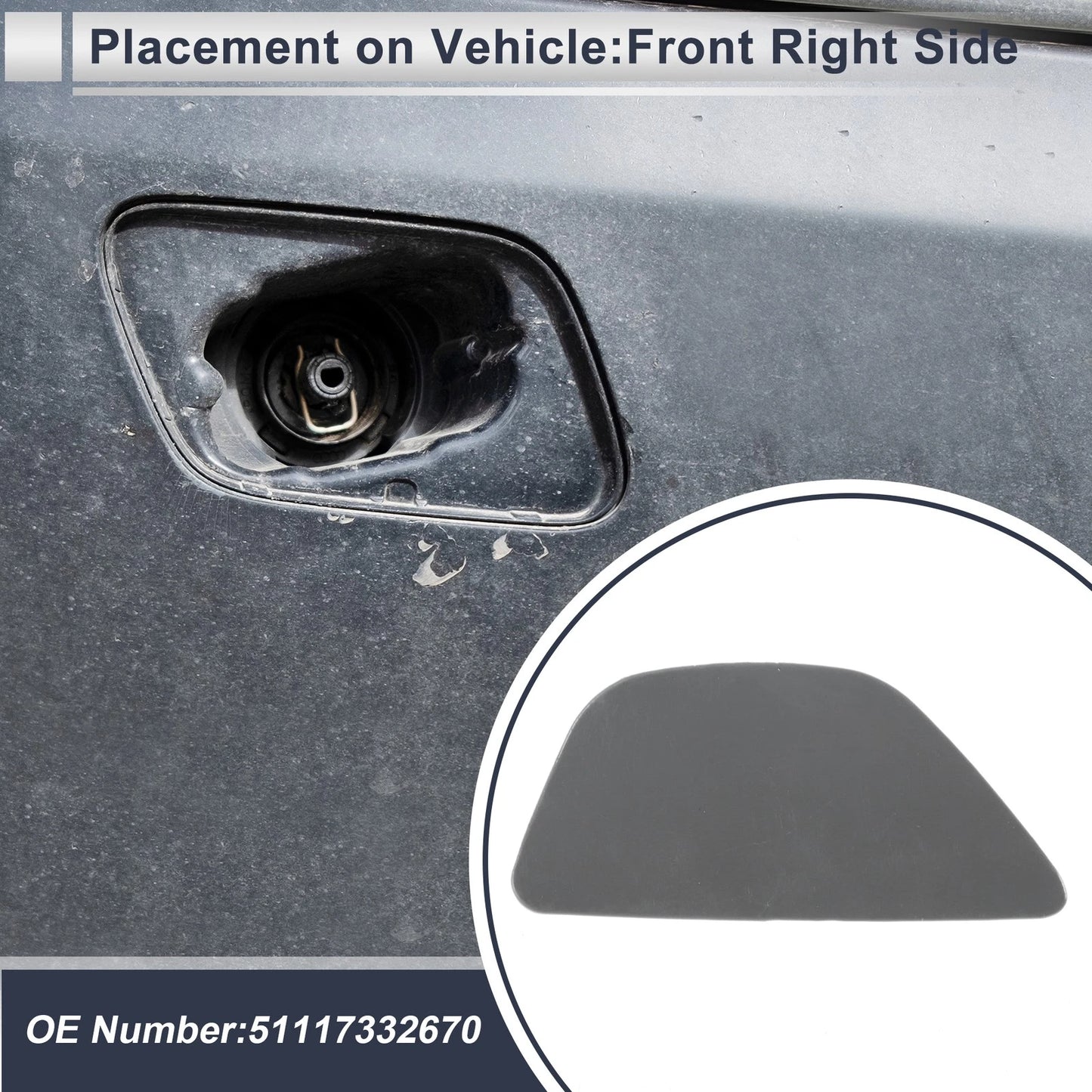 Bumper Headlight Washer Nozzle Cover Cap for BMW 535i (Unpainted)