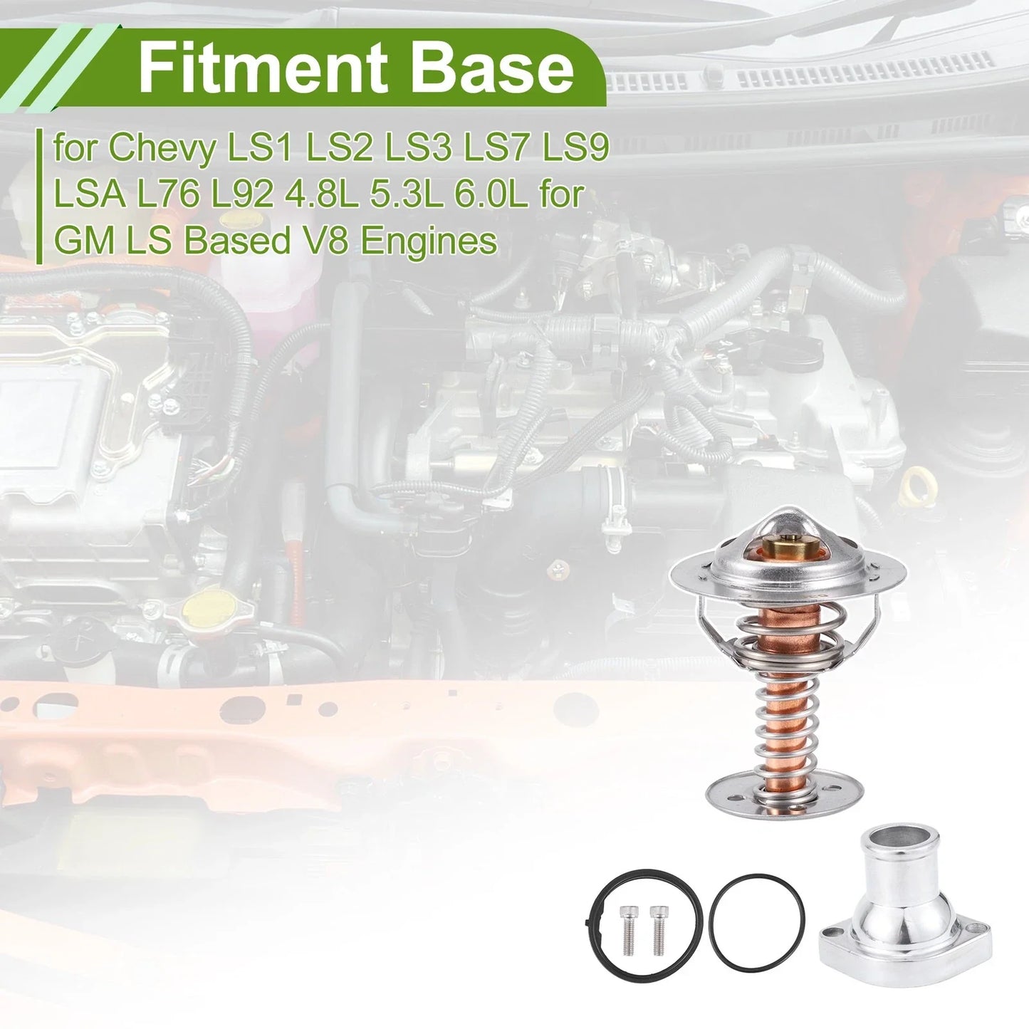 Straight Water Neck Housing Thermostat Kit for Chevy GM LS V8 4.8 5.3 6.0L
