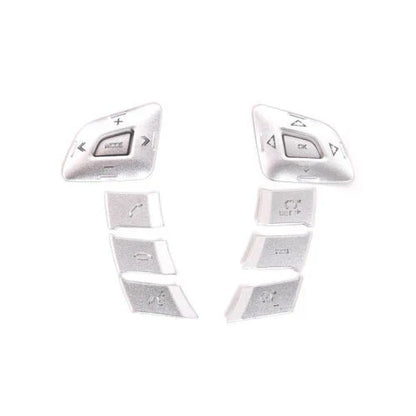Silver Alloy Steering Wheel Button Sticker Trim for Jaguar XJL (2010–2019)