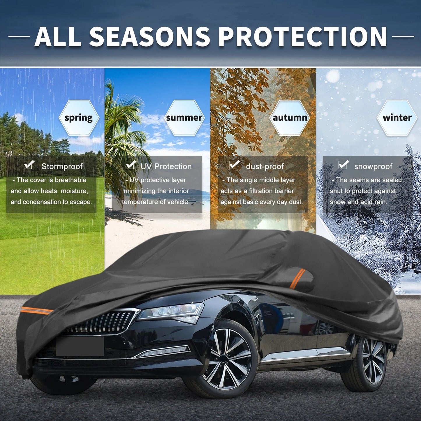Waterproof Car Cover for Skoda Superb (2008–2024) with Zipper