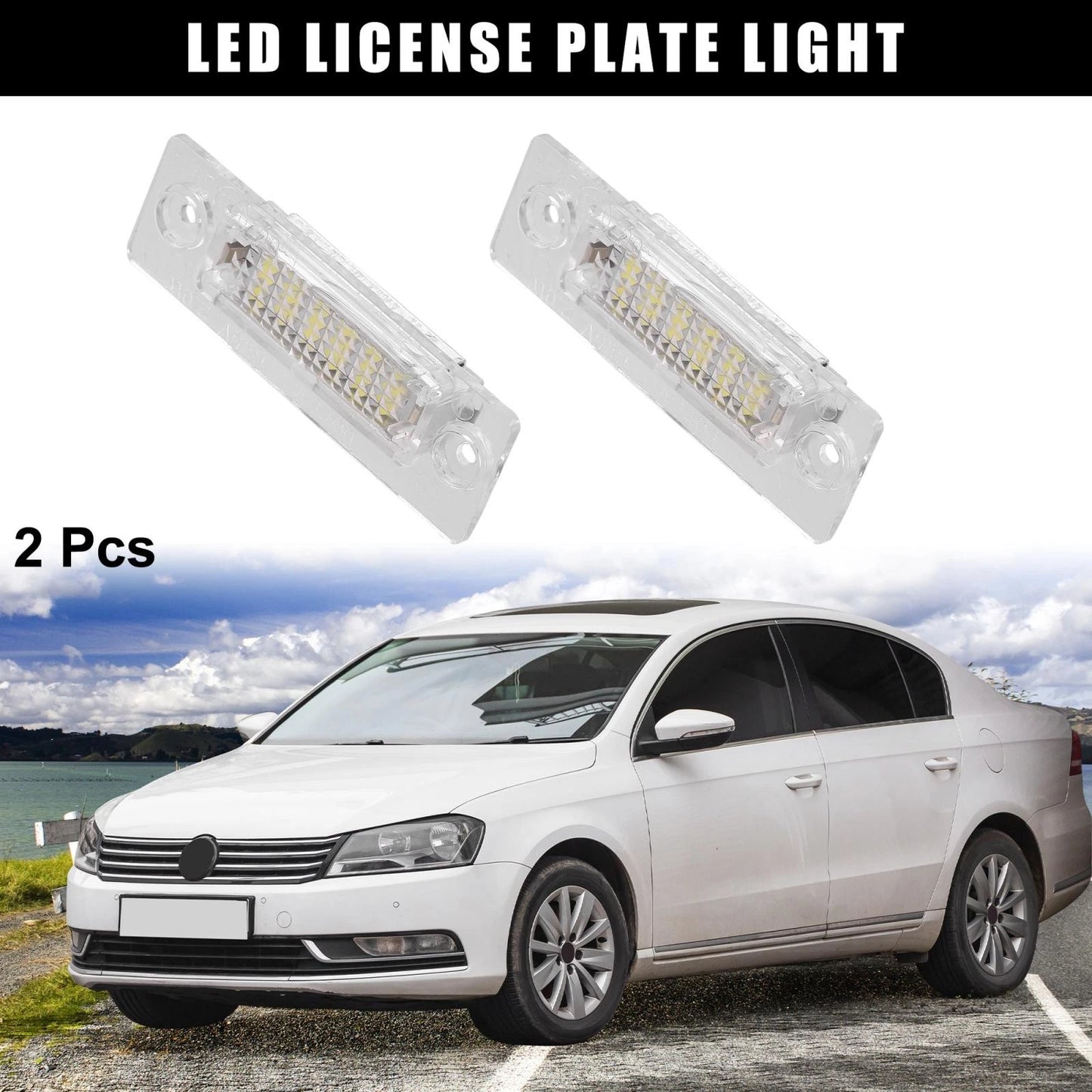 2X LED Car License Plate Light for Volkswagen Passat Jetta Golf