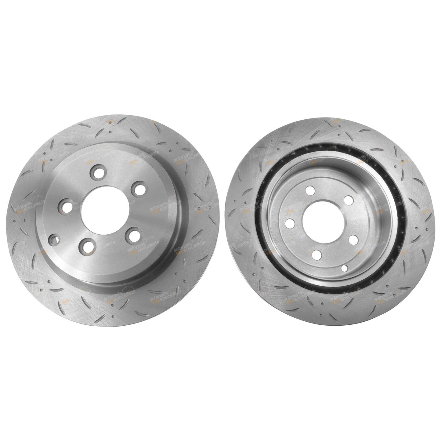 2 Rear Slotted Disc Rotors with Brake Pads for Ford Territory (2004–2016)