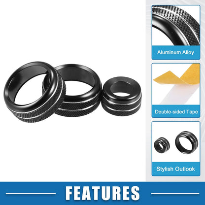 Knob Ring Cover for BMW F20 F22 F30 F31 Black Set of 3