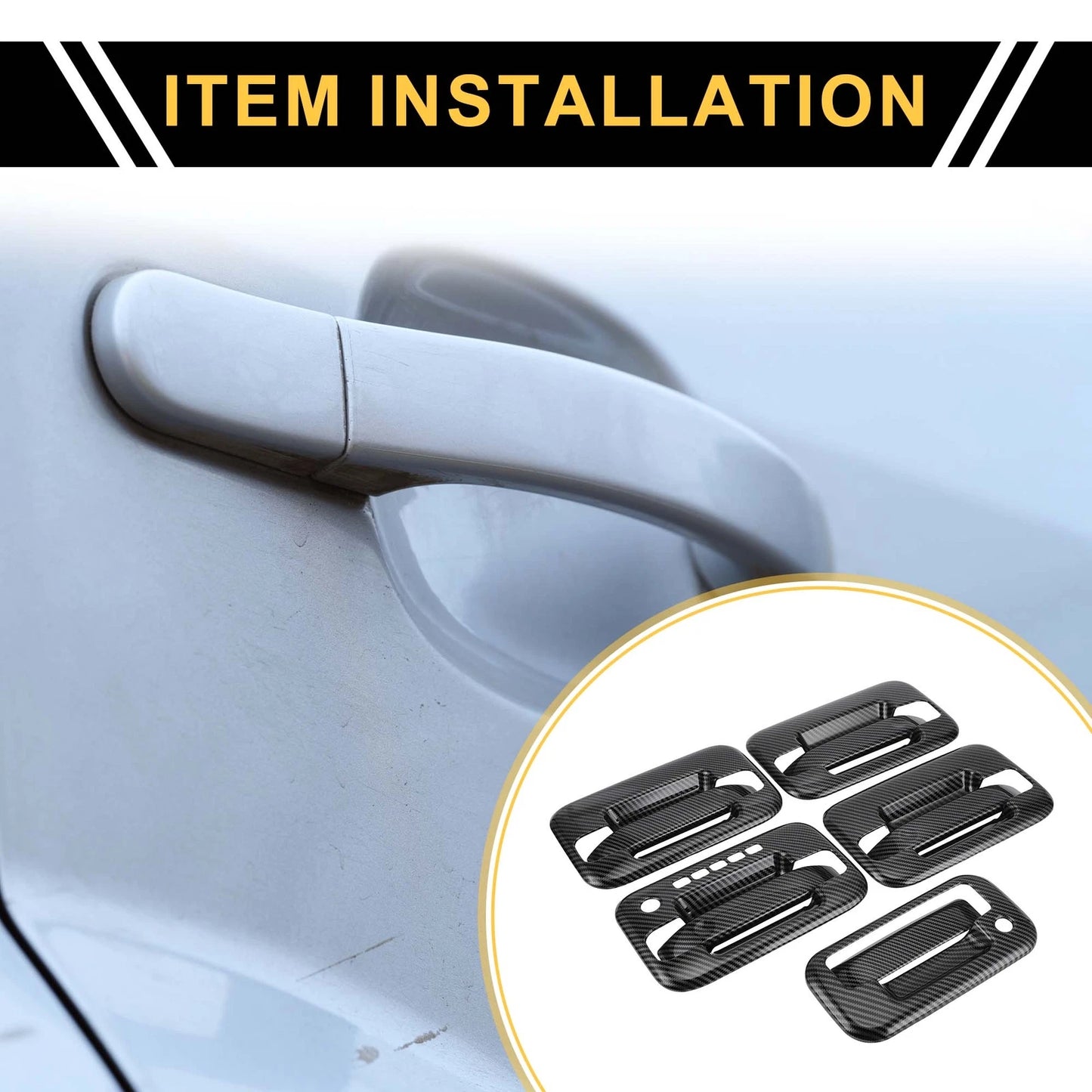 Set of 4 Exterior Door Handle Covers for Ford F-150 (2015–2023) - Black Fiber Pattern