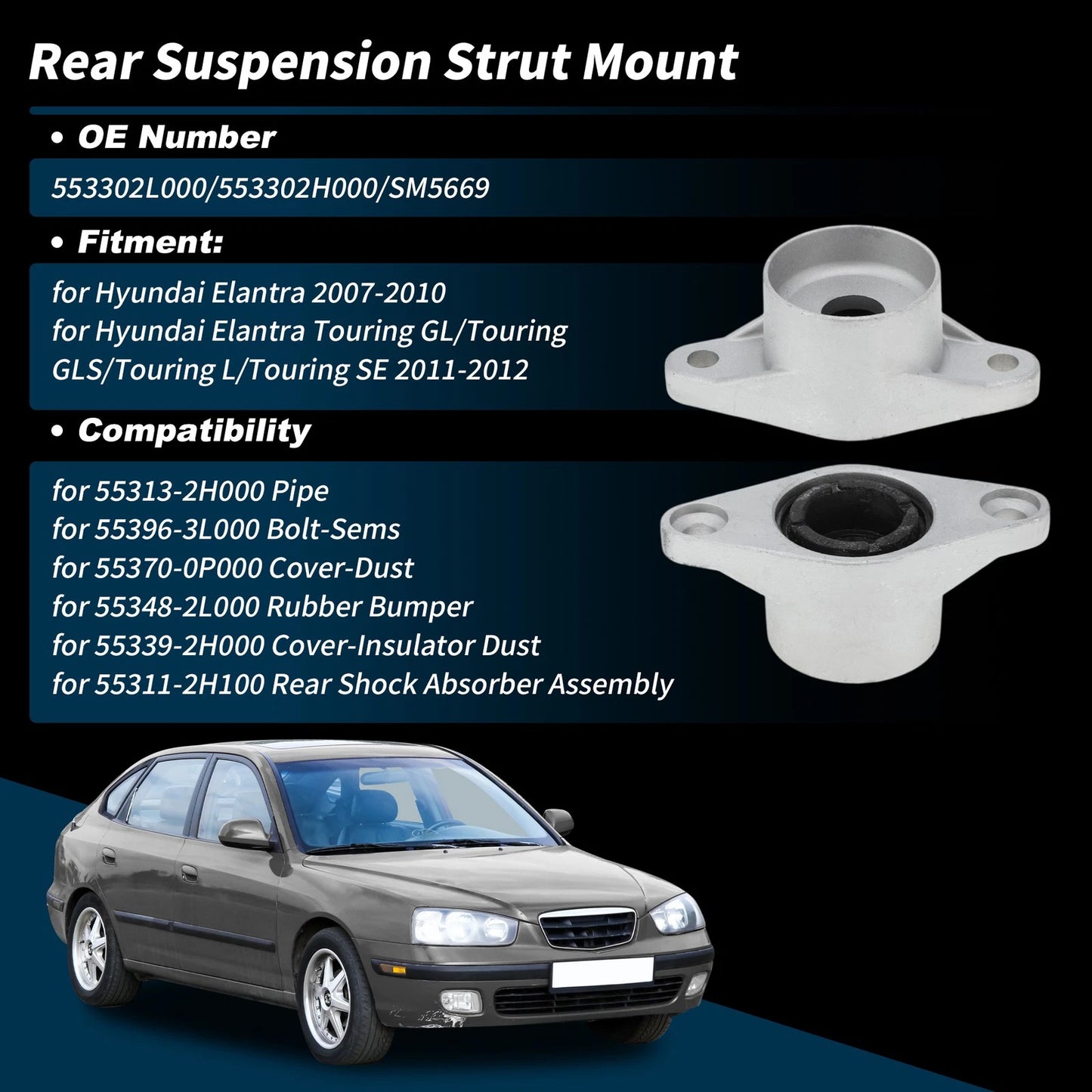 Rear Suspension Strut Mount Bearing No.553302L000 for Hyundai Elantra (2007–2012)