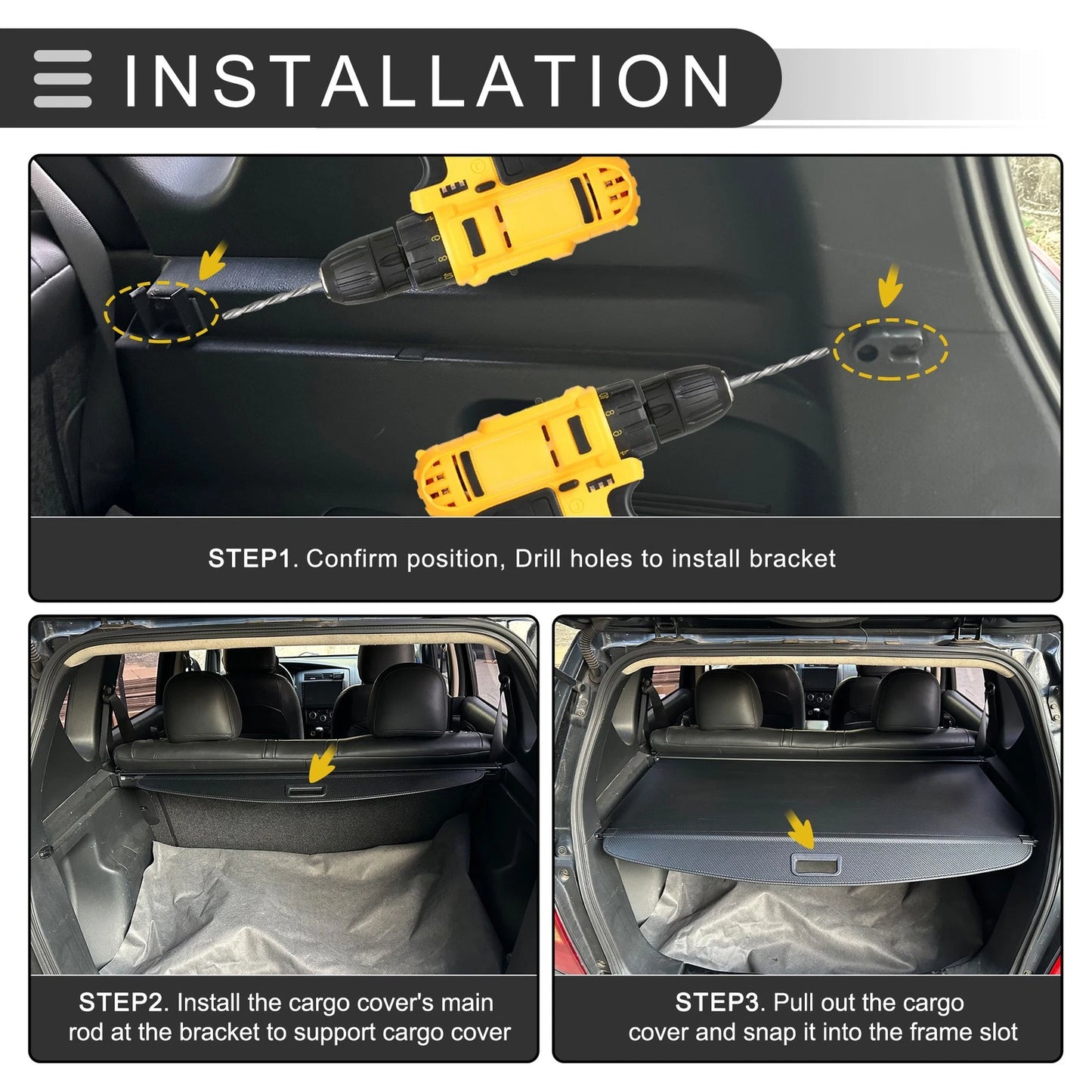 Trunk Retractable Cargo Cover for Jeep Renegade (2016–2021) Black Carbon Fiber