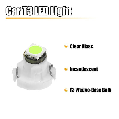 10 Pcs Green T3 3030 LED Bulbs for Car Interior Dash Gauge Panel