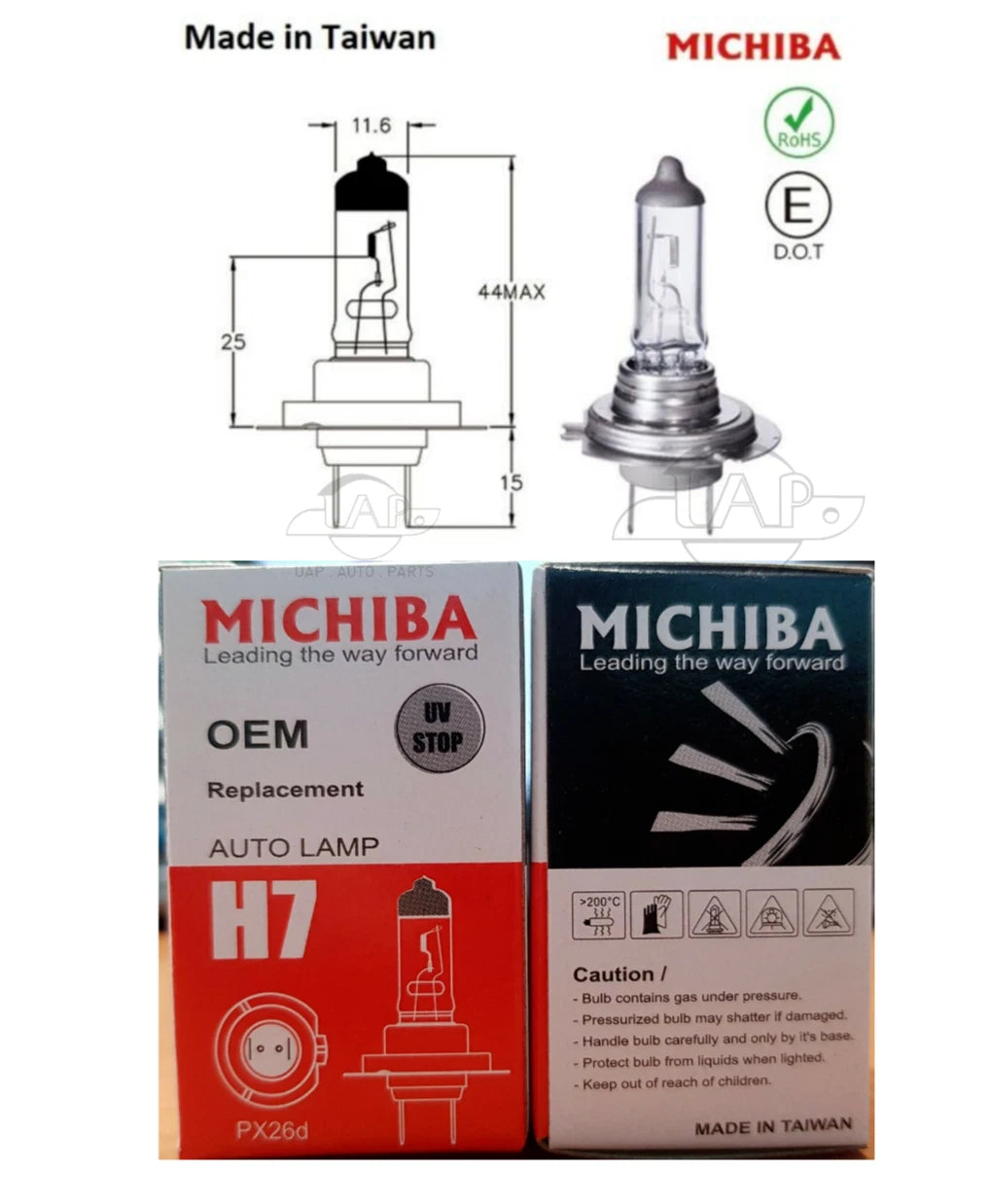 Set of 2 H7 Halogen Headlight Bulbs for Various Vehicles (12V 100W)