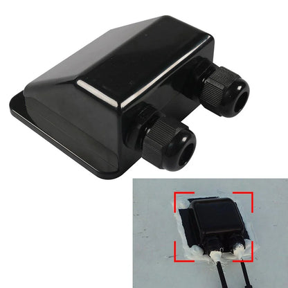 Double Wire Cable Entry Gland Box for Solar Panel RV Caravan Black