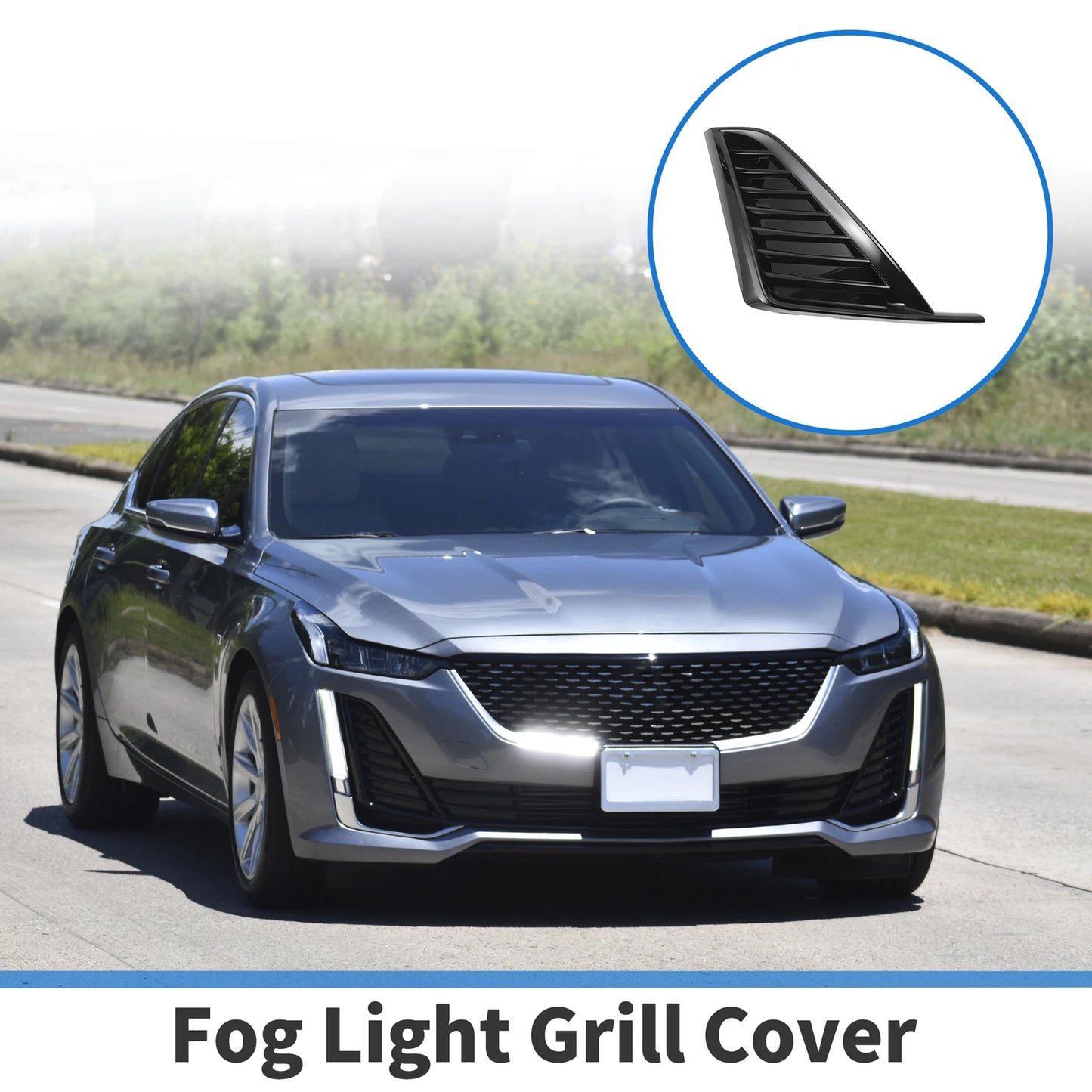 1 Pc Fog Light Grill for Cadillac CT5 (2020–2023) ABS Black