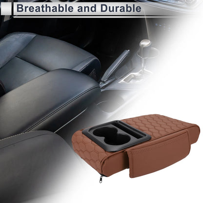 Center Console Cover for Car (13.39"x9.06"x2.36", Light Brown/Black)