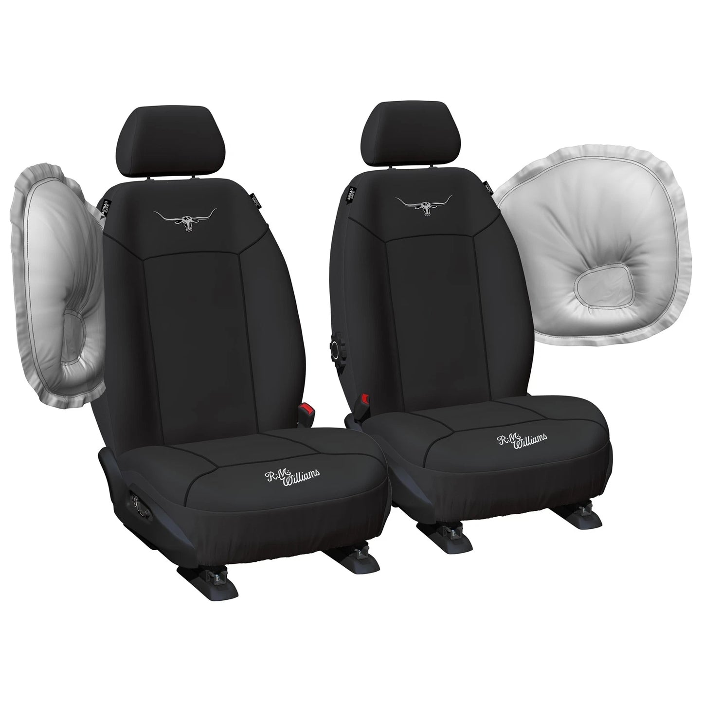 Set of 2 Black Canvas Front Car Seat Covers for Universal Fit