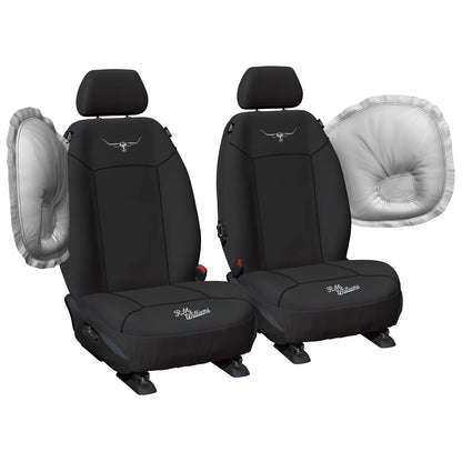 Set of 2 Black Canvas Front Car Seat Covers for Universal Fit