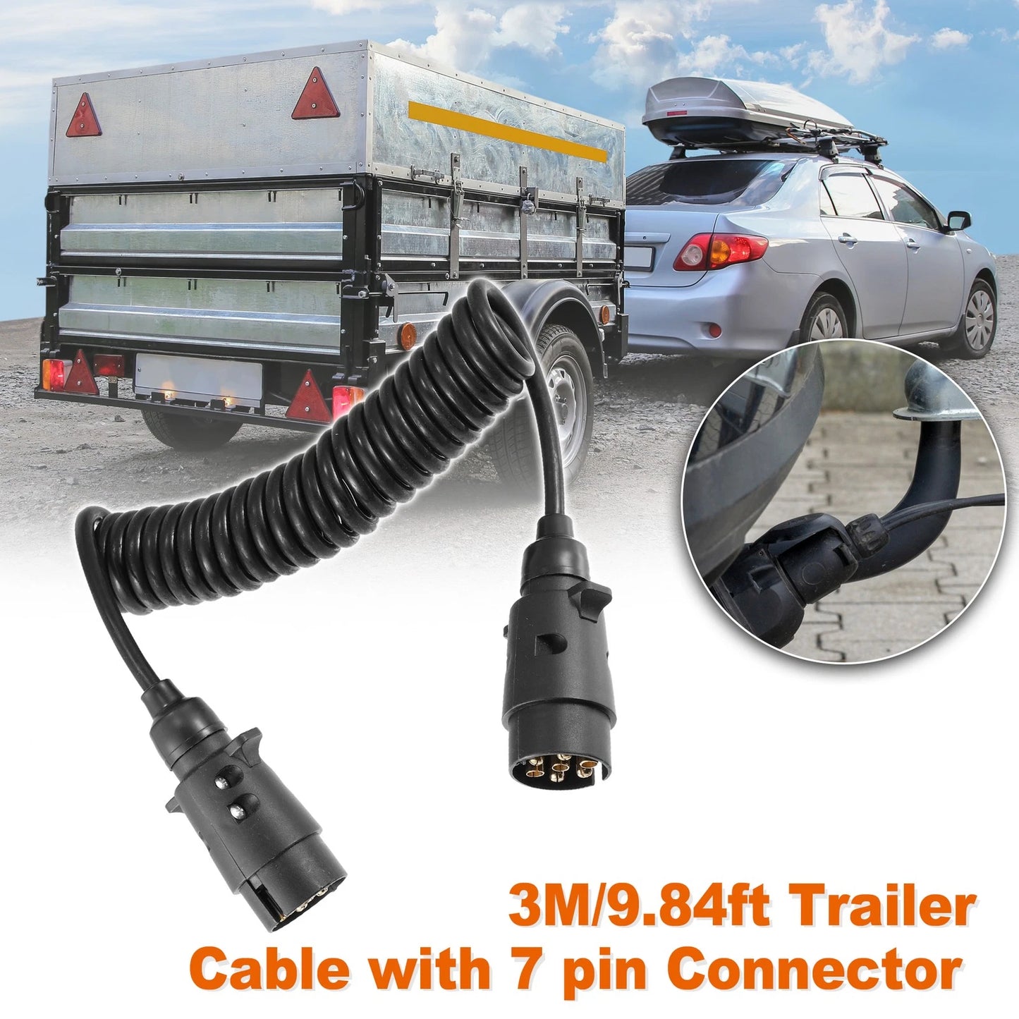 7Pin Trailer Light Board Extension Cable for RV (9.84ft)