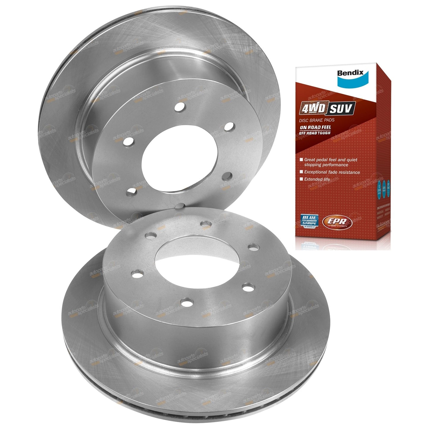 Rear Disc Brake Rotors + 4WD Pads for Mitsubishi Challenger (2009–2015)