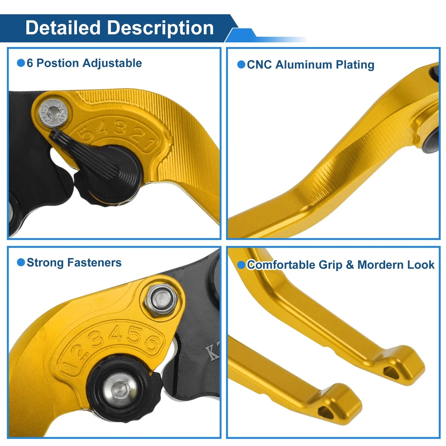 Short Brake Clutch Levers for KTM 790 Adventure R (2019–2024) - Gold Tone