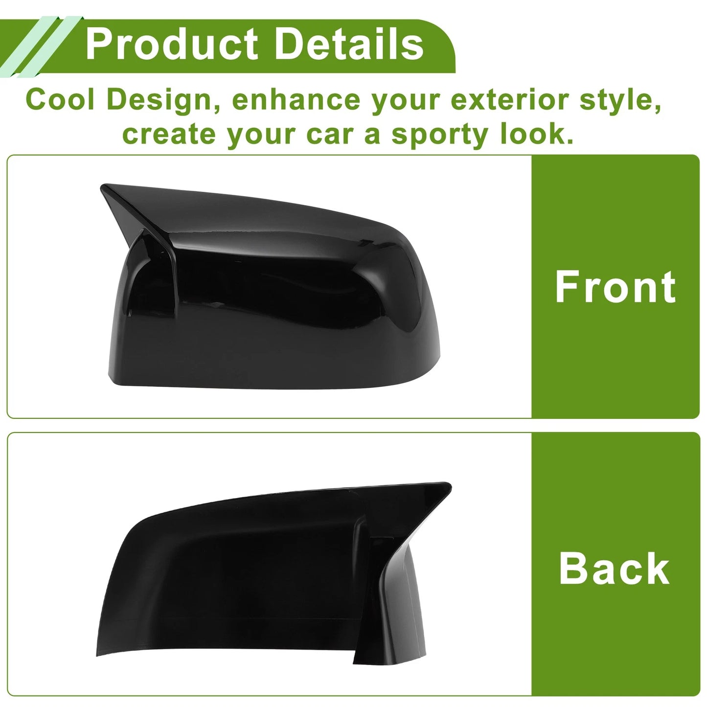 1 Pair ABS Gloss Black Ox Horn Side Mirror Cover for Chevrolet Colorado (2014–2023)