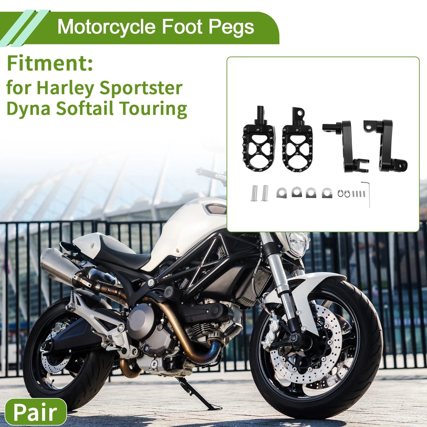 Foot Pegs for Harley Sportster Dyna Softail Touring (1 Pair)