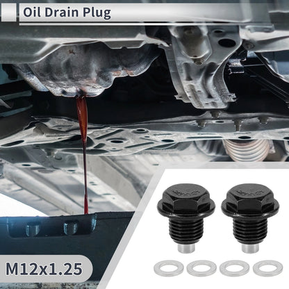 Set of 1 M12x1.25 Engine Oil Drain Plug with Gasket for Car Motorcycle