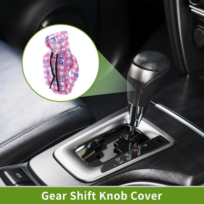 Gear Shift Knob Cover for Universal Lattice Hoodie Style (Pink White)