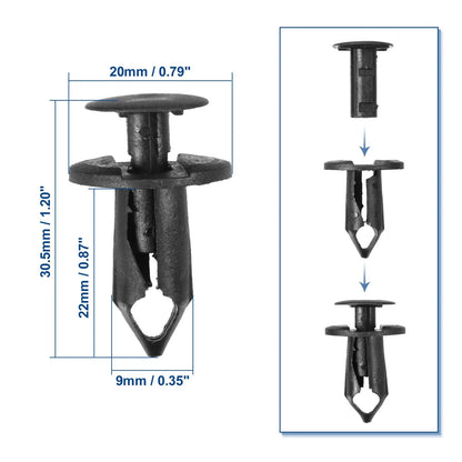 25 x Push Type Rivet Retainers for Dodge Honda Bumper Fender Fasteners