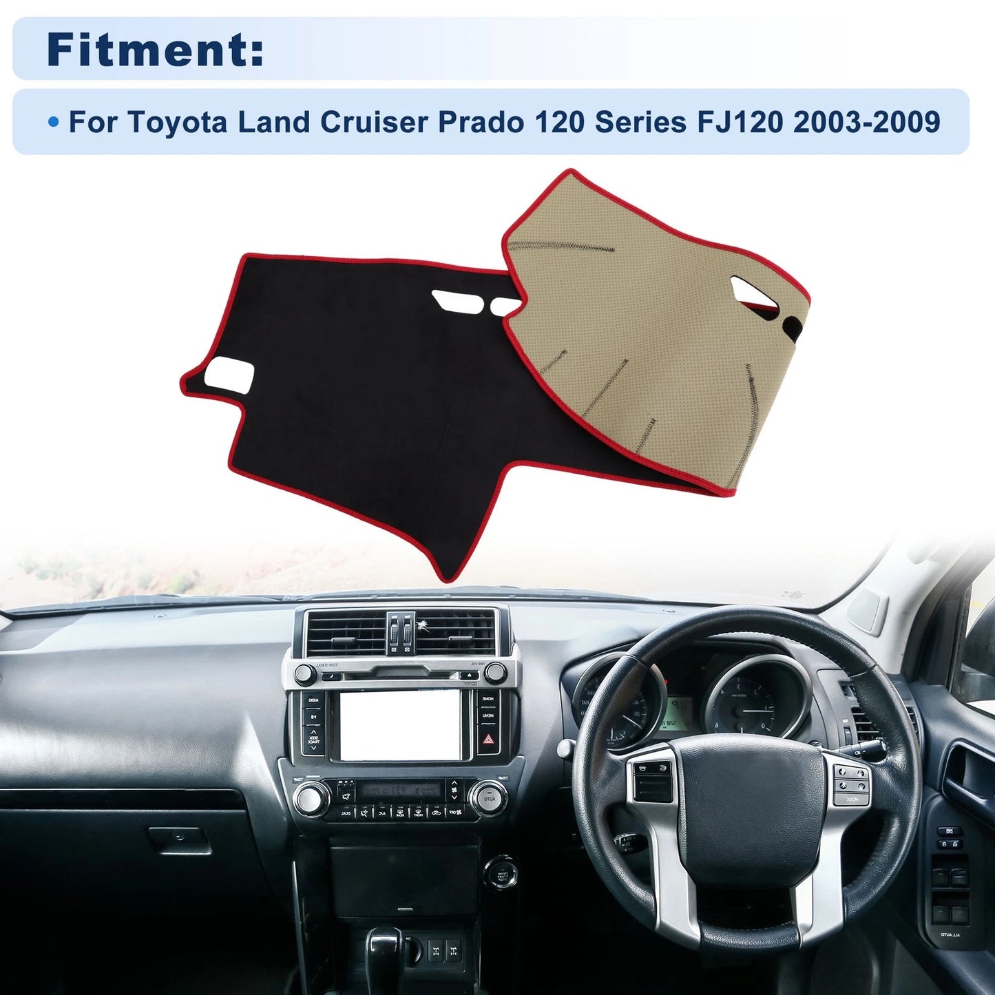 Dash Cover for Toyota Land Cruiser Prado 120 Series FJ120 (2003–2009) Flannel Set