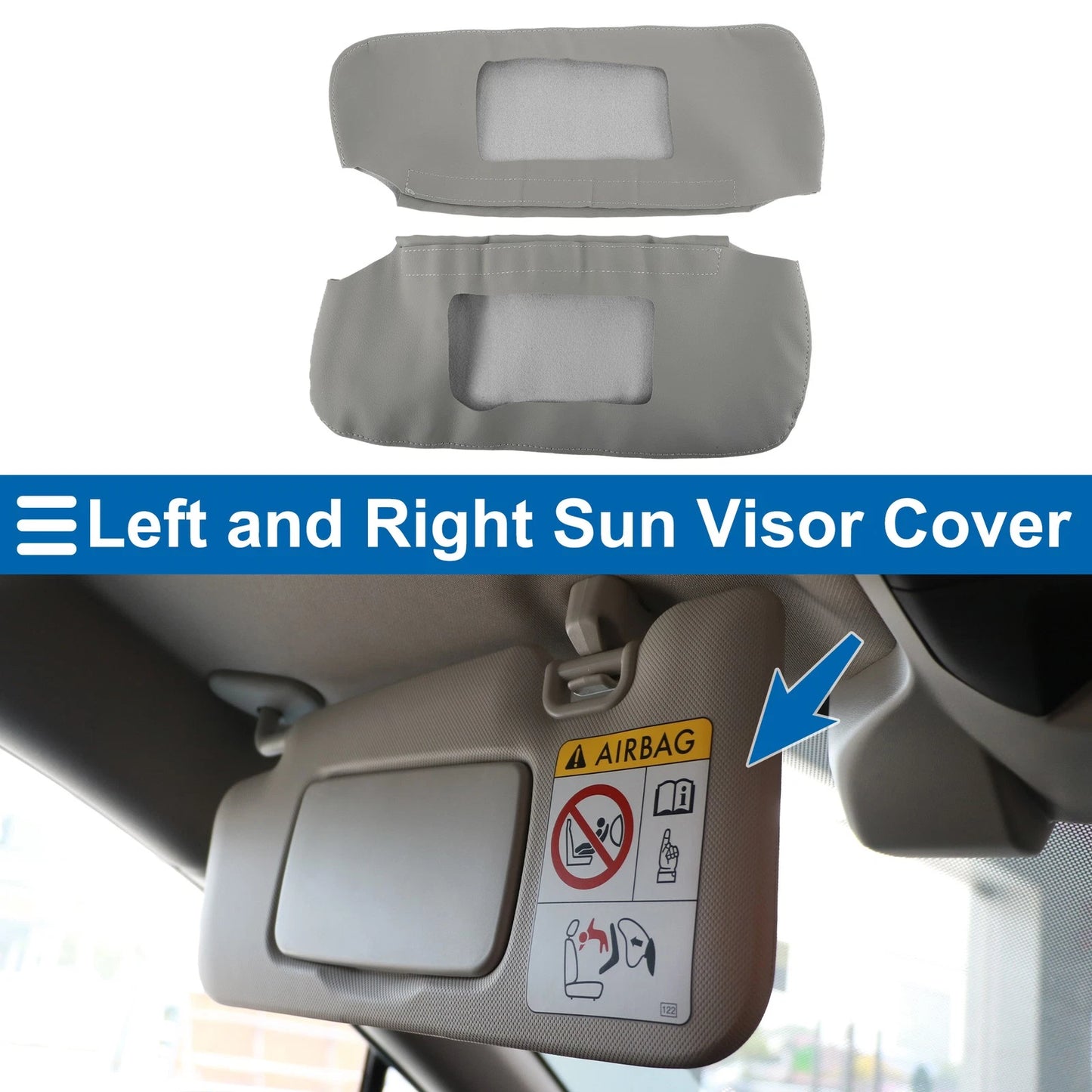 Sun Visor Cover Set for Chevrolet Camaro (1993–2002) Left Right Faux Leather Gray
