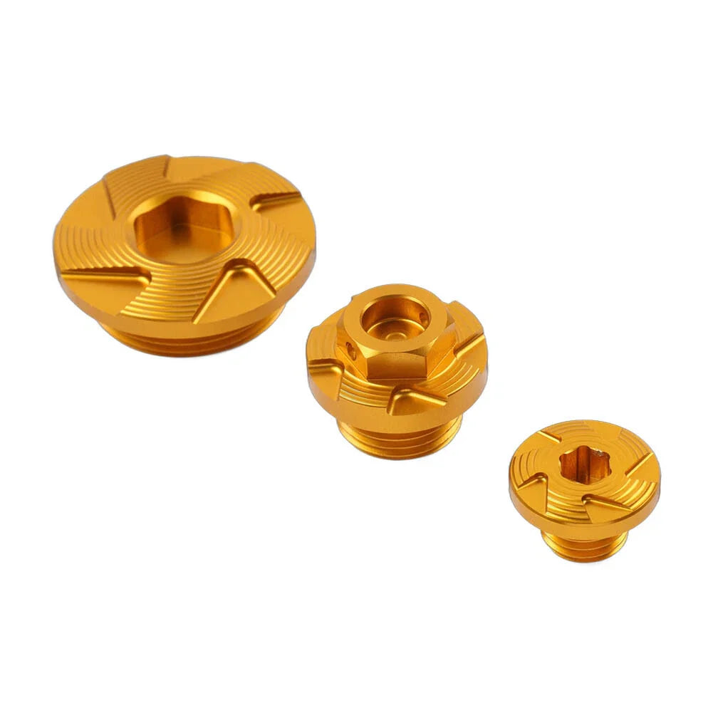 3pc Engine Timing Oil Filter Plugs Bolts Set for Kawasaki KX250 KX450 KLX450R