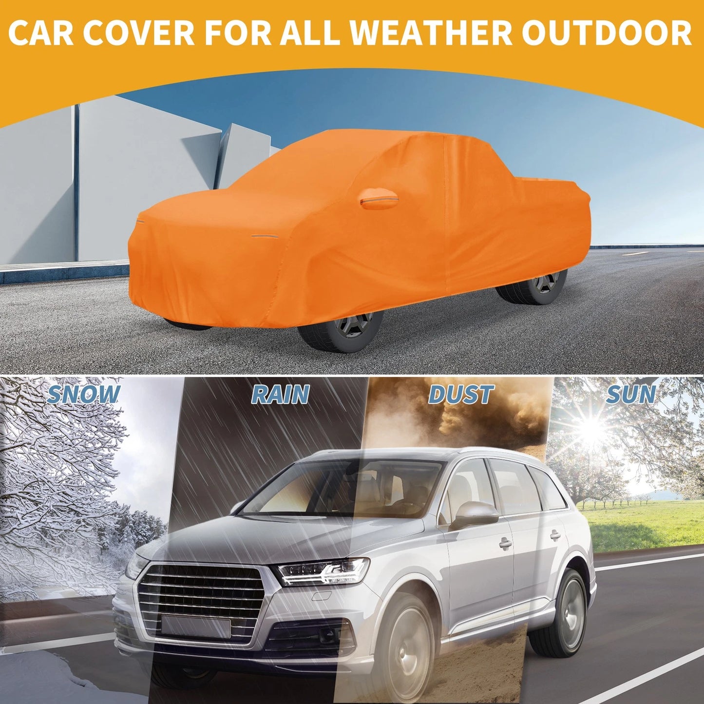 Waterproof Car Cover for Chevy Silverado (210D-PU, Orange)