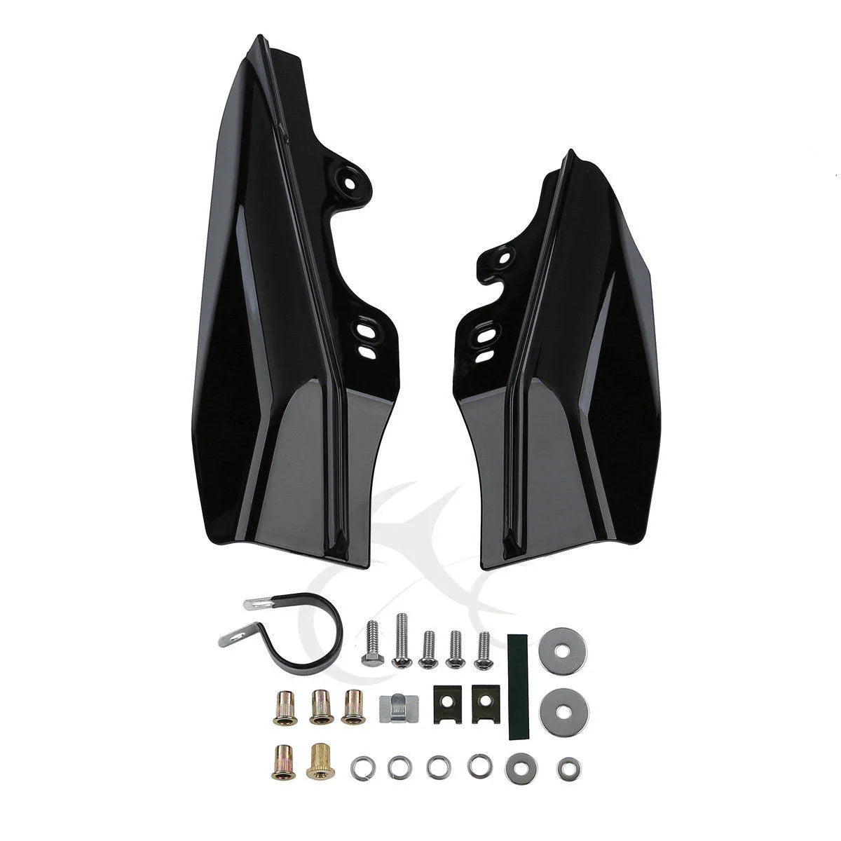 Chrome/Black Mid-Frame Air Deflectors for Harley Touring Street Glide (01-08)