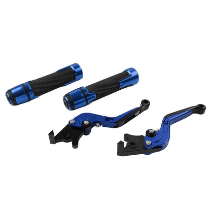 Blue Extendable Brake Clutch Lever Grip Set for BMW R1200GS R1250GS (2013-2023)