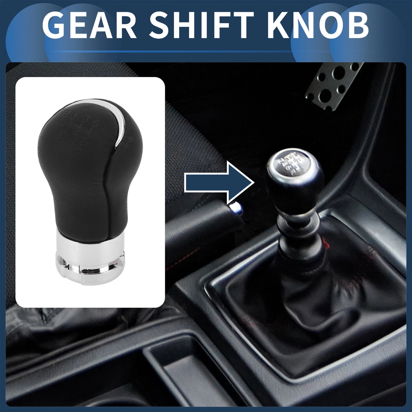 6 Speed Gear Shift Knob for Toyota Hilux Revo (2015–2020) Plastic Faux Leather