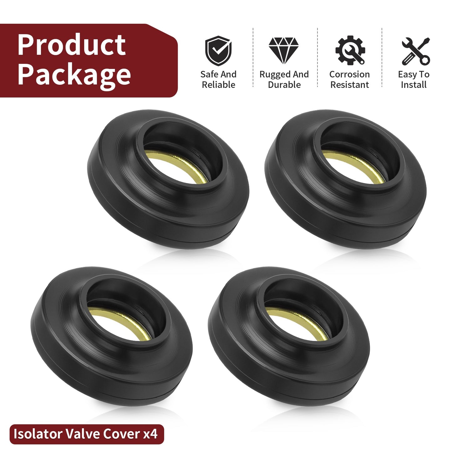 Set of 4 Isolator Valve Covers for Polaris RZR 570 900 1000 PRO RS1 XP S 4 R Turbo