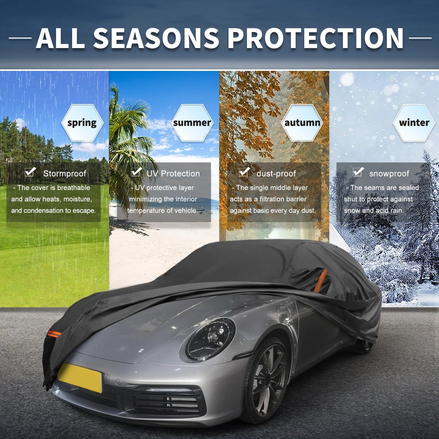 Waterproof Car Cover for Porsche 911 (2013–2023) with Zipper