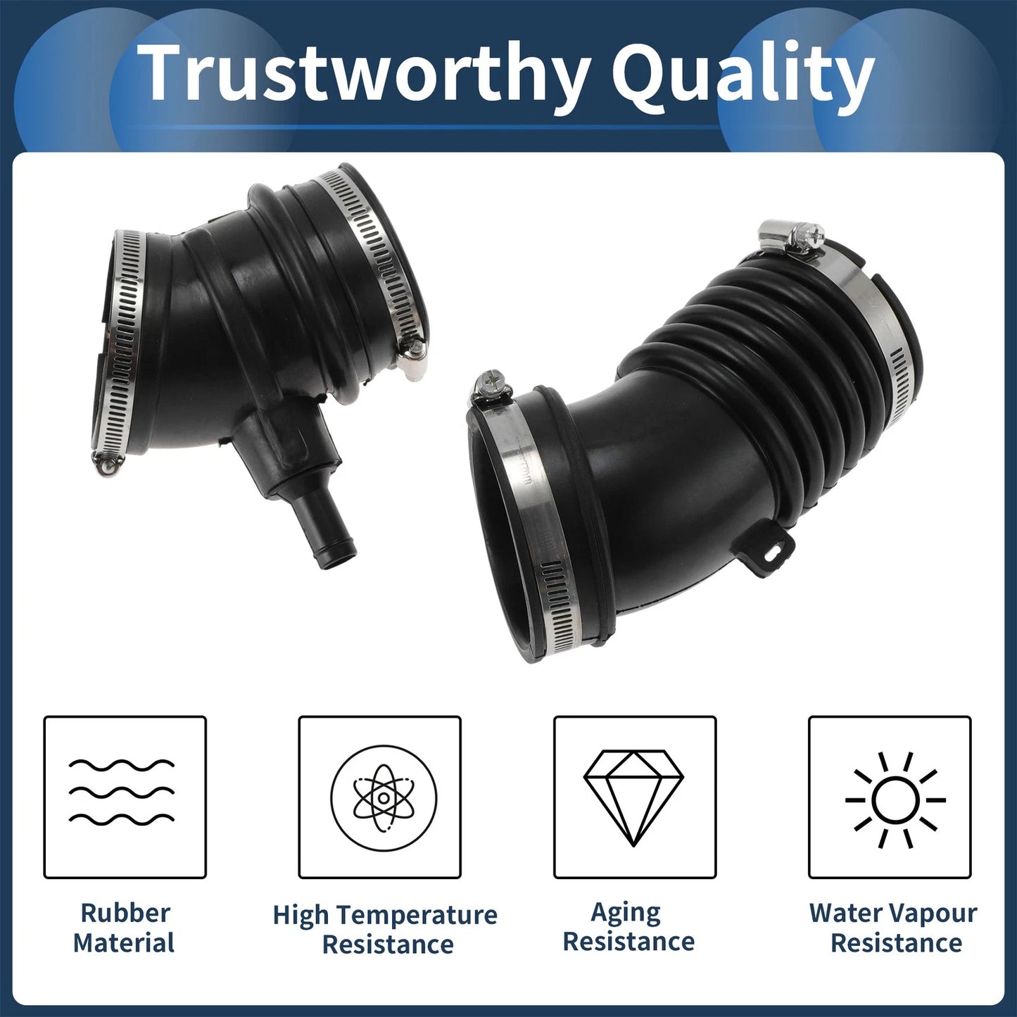 Engine Air Intake Hose for Toyota 4Runner (1996–2002) No. 1788262010 Rubber 2 Pcs Clamp