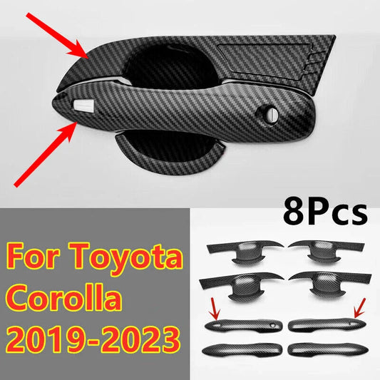8Pcs Carbon Fiber Door Handle Bowl Cover Trim for Toyota Corolla (2019–2023)