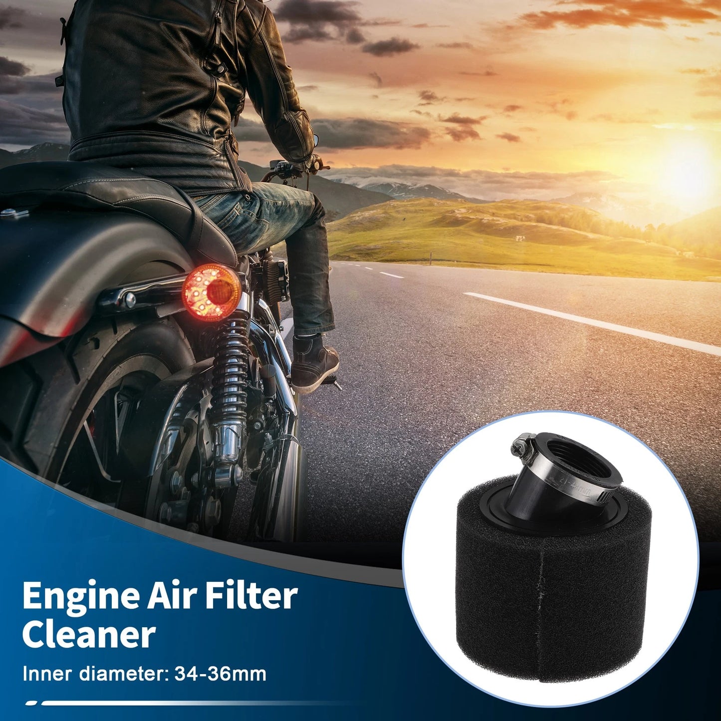 Set of 1 Air Filter for Universal Motorcycle (34-36mm Rubber Foam)