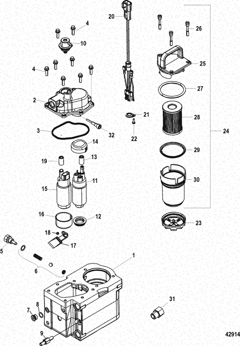 Set of 2 Fuel Filters for Mercury Marine Quicksilver (Gen 3)