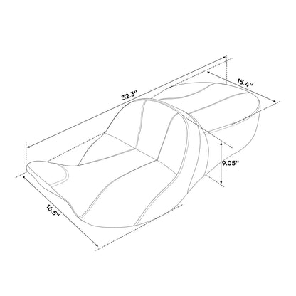 Black Driver Passenger Seat for Harley Touring Electra Tri Glide (2009-2023)