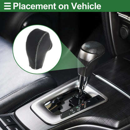 Gear Shift Knob Cover for Subaru Forester (2014–2017) Black Grey Faux Leather