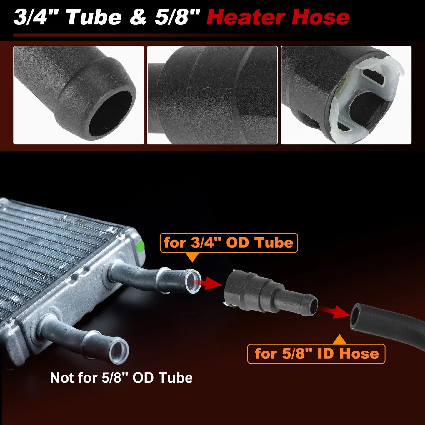 HVAC Heater Hose Connector for Ford Expedition F150 F250 Lincoln (No. 800-404)